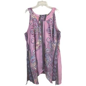 Roz & Ali Women’s XL Pink and Purple Sleeveless Paisley Blouse